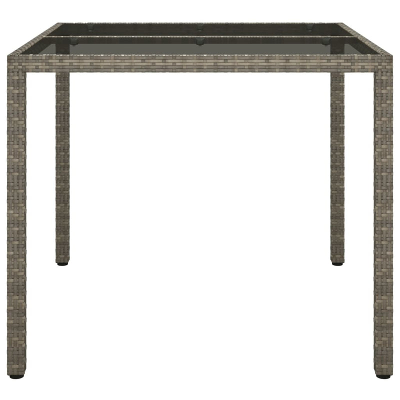 vidaXL szürke polyrattan és edzett üveg kerti asztal 90 x 90 x 75 cm