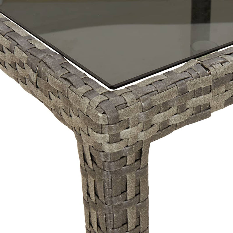 vidaXL szürke polyrattan és edzett üveg kerti asztal 90 x 90 x 75 cm