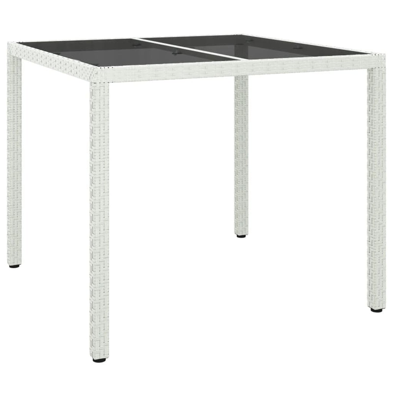 vidaXL fehér polyrattan és edzett üveg kerti asztal 90 x 90 x 75 cm