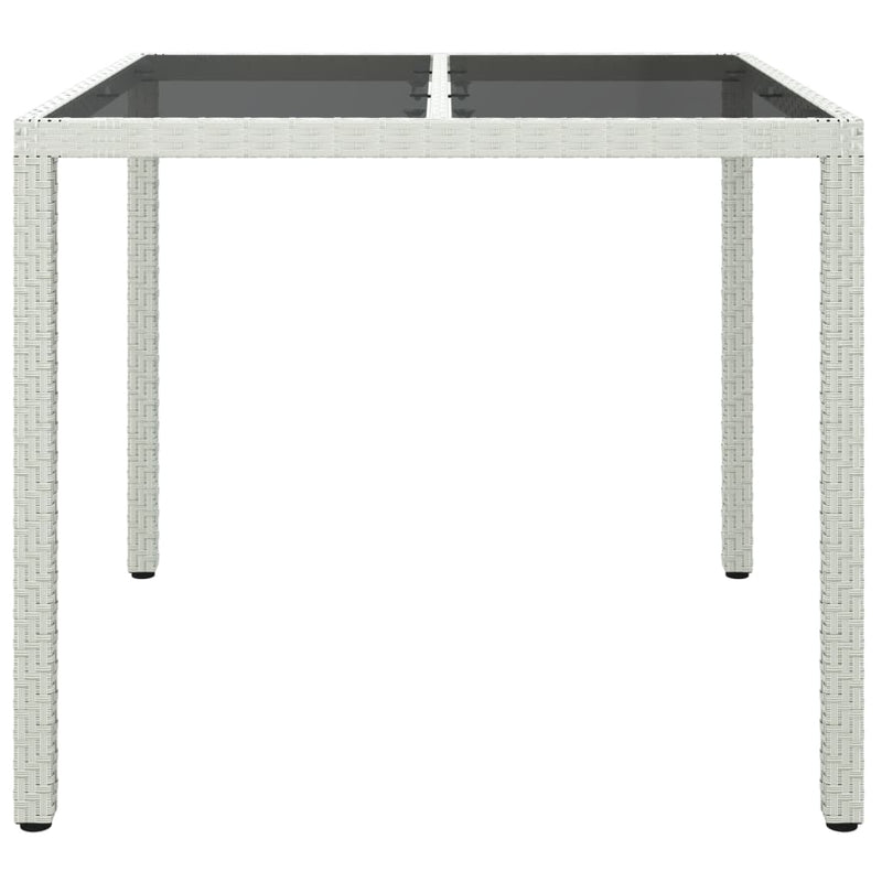 vidaXL fehér polyrattan és edzett üveg kerti asztal 90 x 90 x 75 cm
