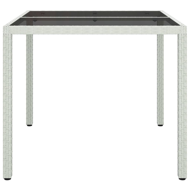 vidaXL fehér polyrattan és edzett üveg kerti asztal 90 x 90 x 75 cm