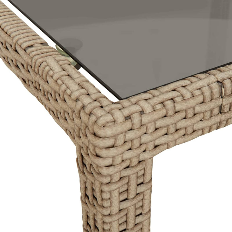 vidaXL bézs polyrattan és edzett üveg kerti asztal 90 x 90 x 75 cm