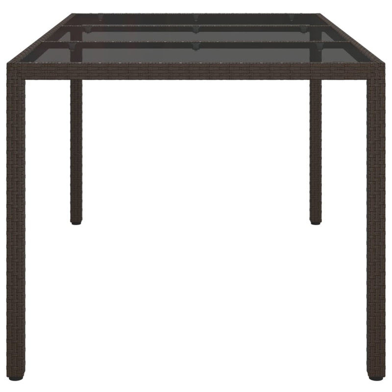 vidaXL barna polyrattan és edzett üveg kerti asztal 150 x 90 x 75 cm
