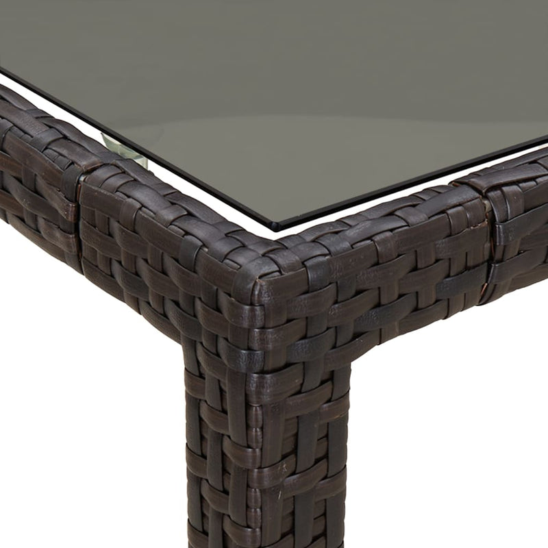 vidaXL barna polyrattan és edzett üveg kerti asztal 150 x 90 x 75 cm
