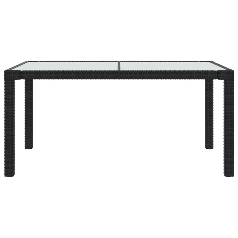 vidaXL fekete polyrattan és edzett üveg kerti asztal 150 x 90 x 75 cm