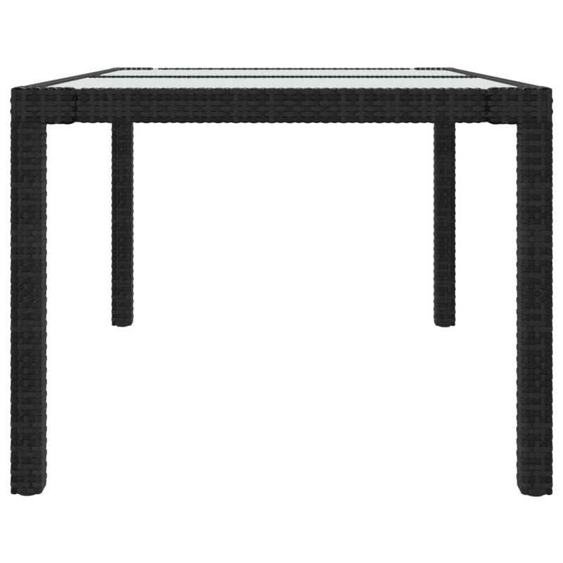 vidaXL fekete polyrattan és edzett üveg kerti asztal 150 x 90 x 75 cm