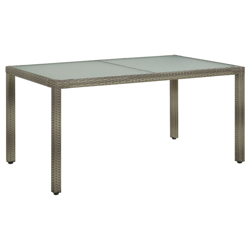 vidaXL szürke polyrattan és edzett üveg kerti asztal 150 x 90 x 75 cm