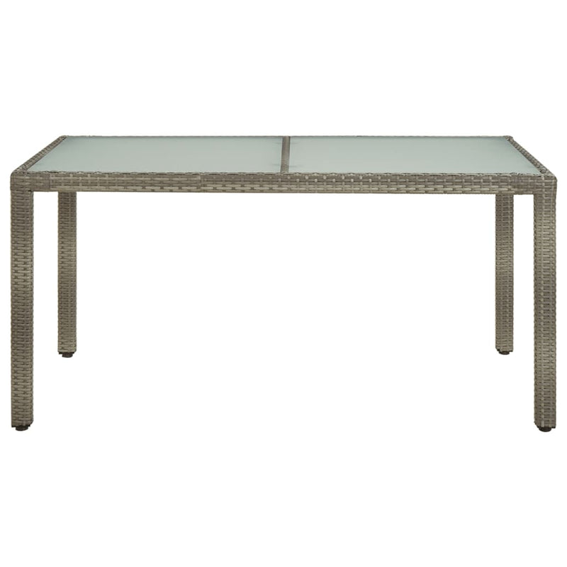 vidaXL szürke polyrattan és edzett üveg kerti asztal 150 x 90 x 75 cm