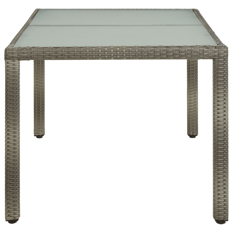 vidaXL szürke polyrattan és edzett üveg kerti asztal 150 x 90 x 75 cm