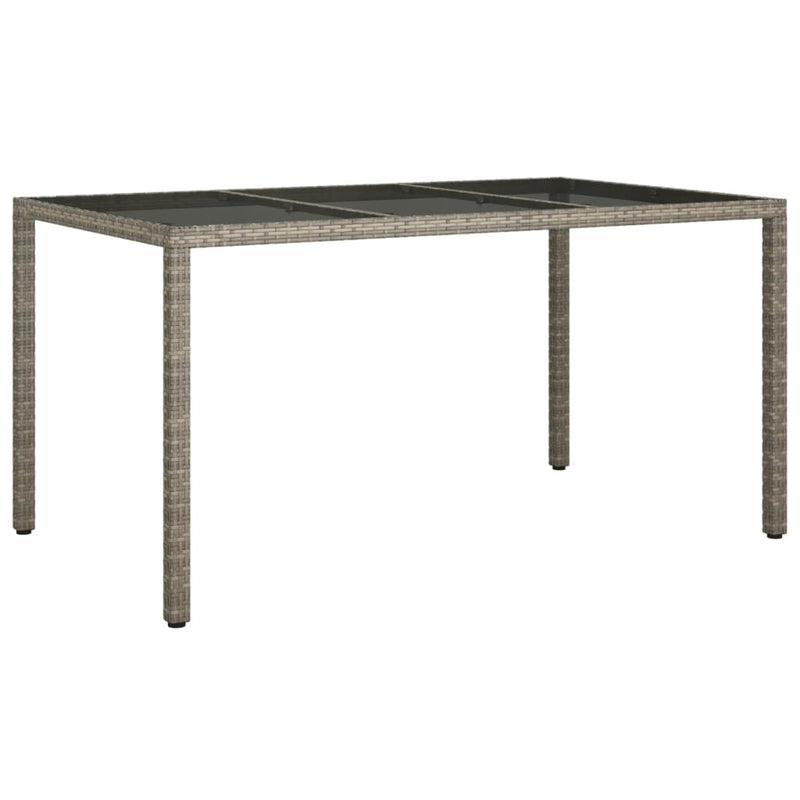 vidaXL szürke polyrattan és edzett üveg kerti asztal 150 x 90 x 75 cm