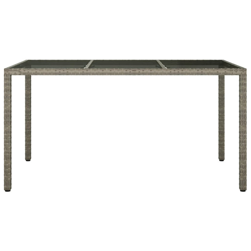 vidaXL szürke polyrattan és edzett üveg kerti asztal 150 x 90 x 75 cm