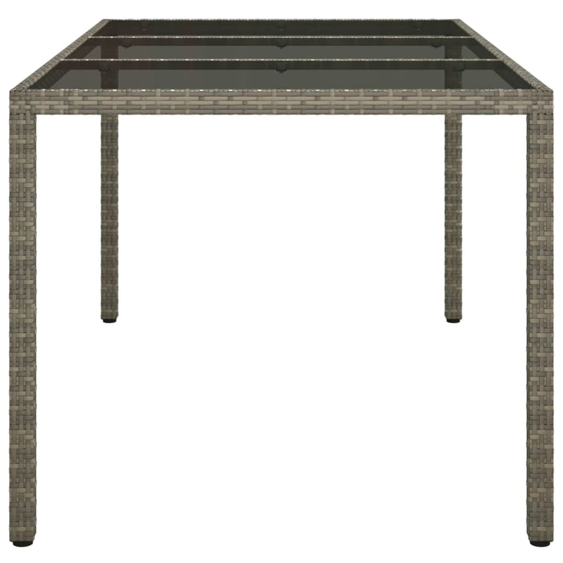 vidaXL szürke polyrattan és edzett üveg kerti asztal 150 x 90 x 75 cm