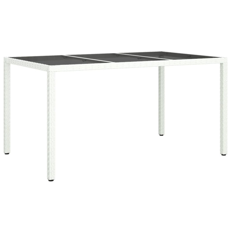 vidaXL fehér polyrattan és edzett üveg kerti asztal 150 x 90 x 75 cm