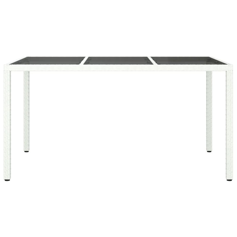 vidaXL fehér polyrattan és edzett üveg kerti asztal 150 x 90 x 75 cm