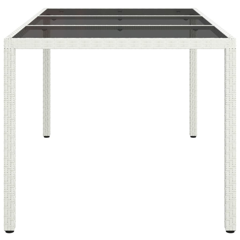 vidaXL fehér polyrattan és edzett üveg kerti asztal 150 x 90 x 75 cm