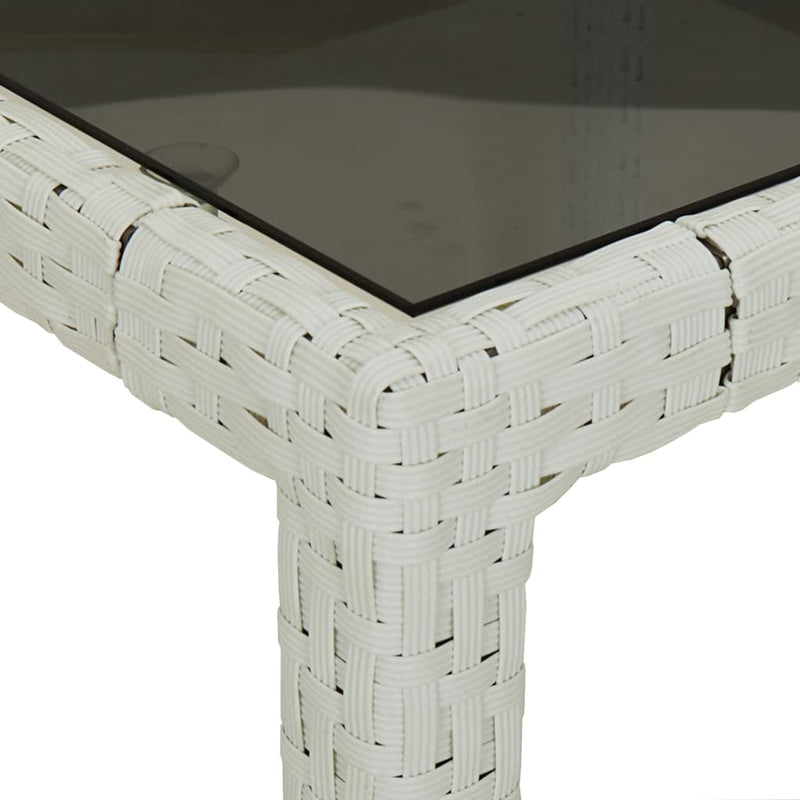 vidaXL fehér polyrattan és edzett üveg kerti asztal 150 x 90 x 75 cm