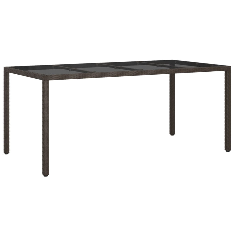 vidaXL barna polyrattan és edzett üveg kerti asztal 190 x 90 x 75 cm