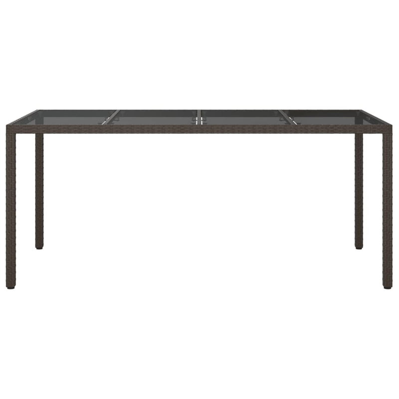 vidaXL barna polyrattan és edzett üveg kerti asztal 190 x 90 x 75 cm