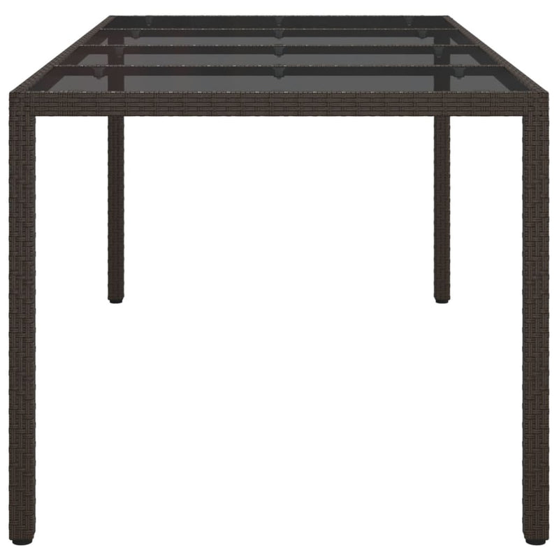 vidaXL barna polyrattan és edzett üveg kerti asztal 190 x 90 x 75 cm