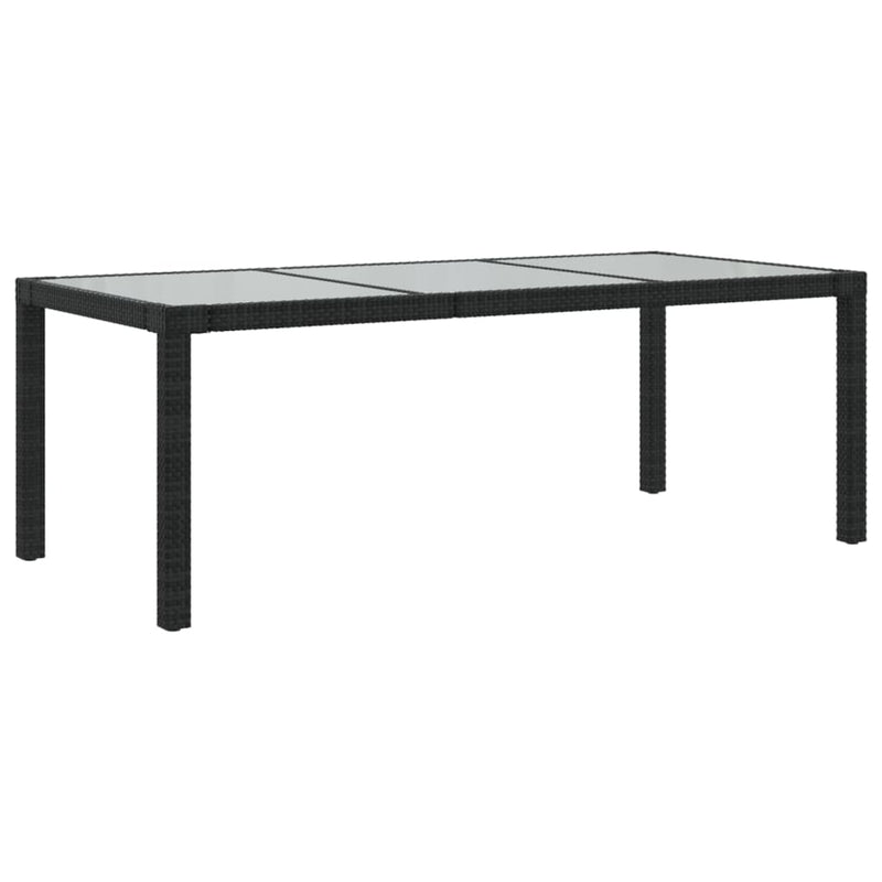 vidaXL fekete polyrattan és edzett üveg kerti asztal 190 x 90 x 75 cm
