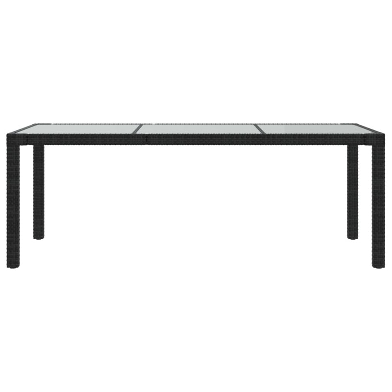 vidaXL fekete polyrattan és edzett üveg kerti asztal 190 x 90 x 75 cm