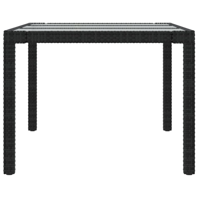 vidaXL fekete polyrattan és edzett üveg kerti asztal 190 x 90 x 75 cm