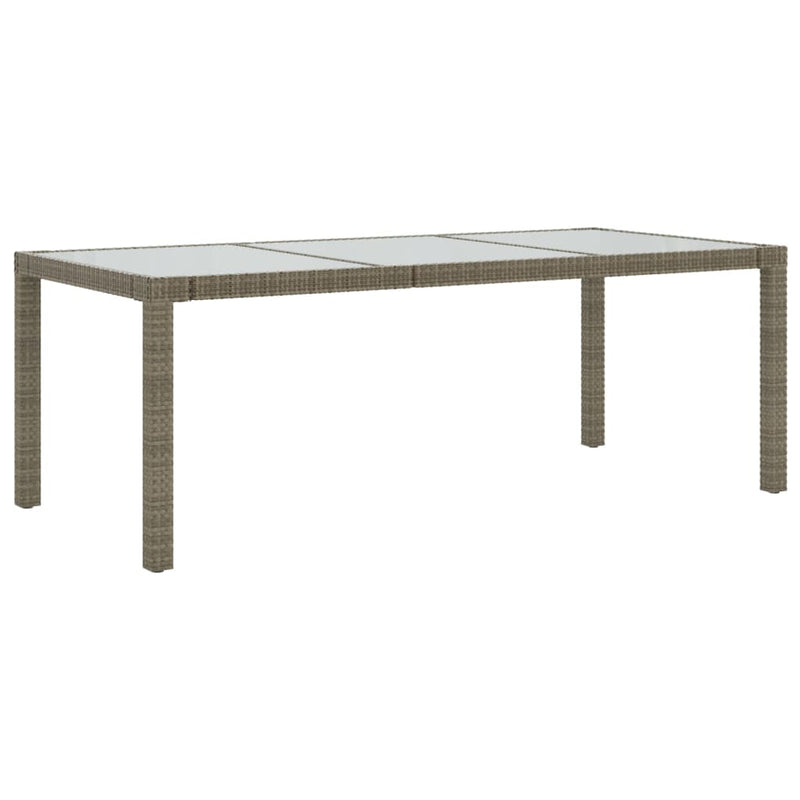 vidaXL szürke polyrattan és edzett üveg kerti asztal 190 x 90 x 75 cm