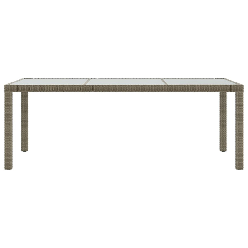 vidaXL szürke polyrattan és edzett üveg kerti asztal 190 x 90 x 75 cm