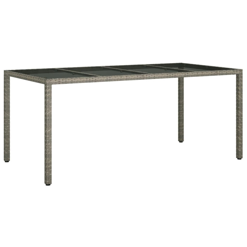 vidaXL szürke polyrattan és edzett üveg kerti asztal 190 x 90 x 75 cm