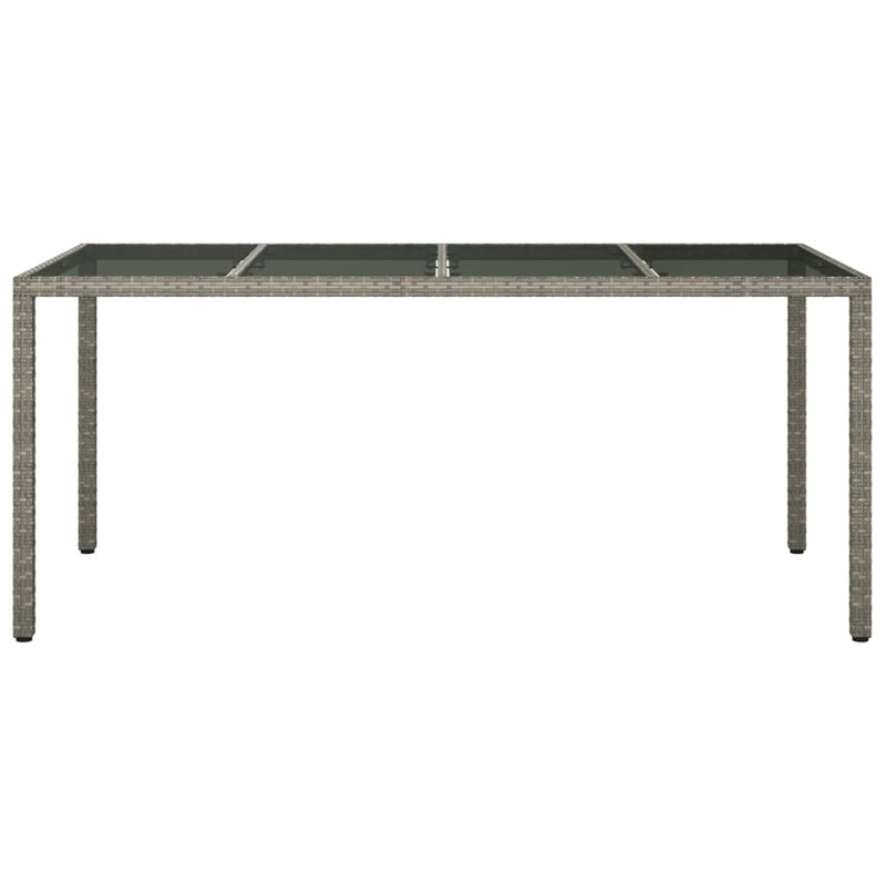 vidaXL szürke polyrattan és edzett üveg kerti asztal 190 x 90 x 75 cm