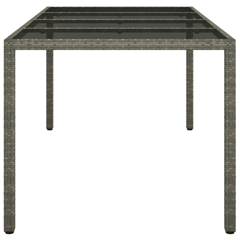 vidaXL szürke polyrattan és edzett üveg kerti asztal 190 x 90 x 75 cm