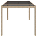 vidaXL bézs szürke polyrattan és edzett üveg kerti asztal 190x90x75 cm