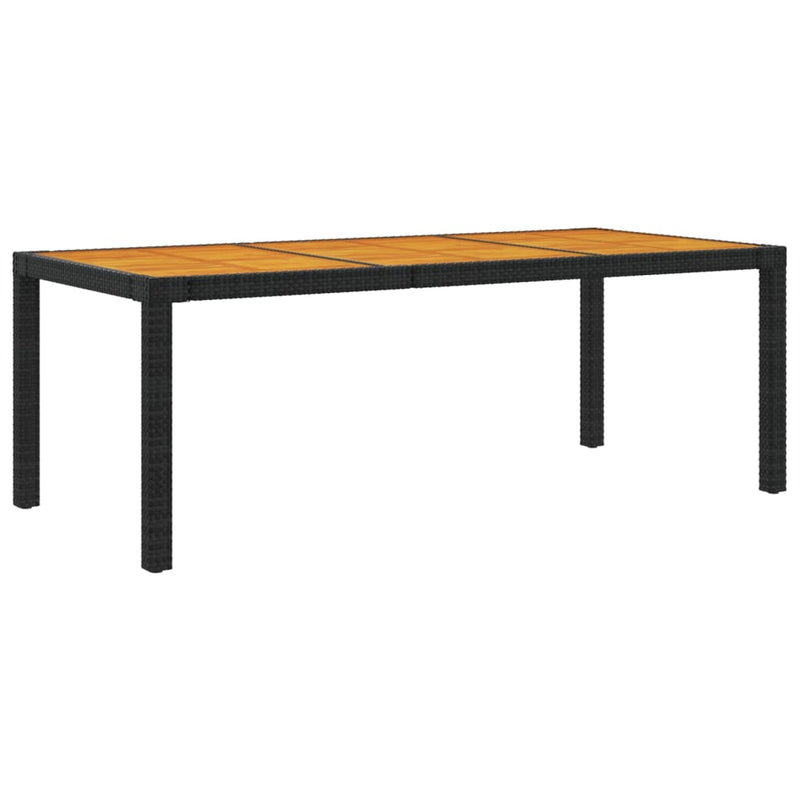 vidaXL fekete polyrattan és akácfa kerti asztal 190 x 90 x 75 cm