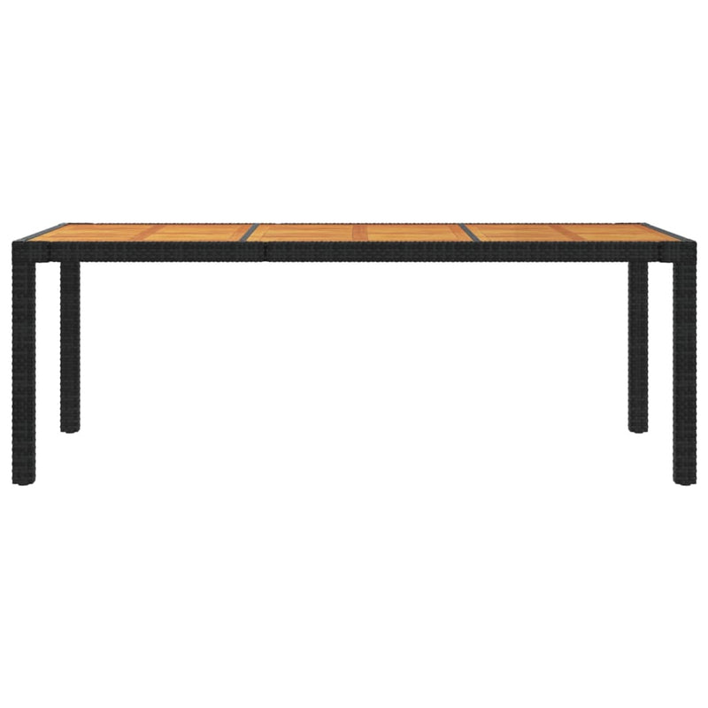 vidaXL fekete polyrattan és akácfa kerti asztal 190 x 90 x 75 cm