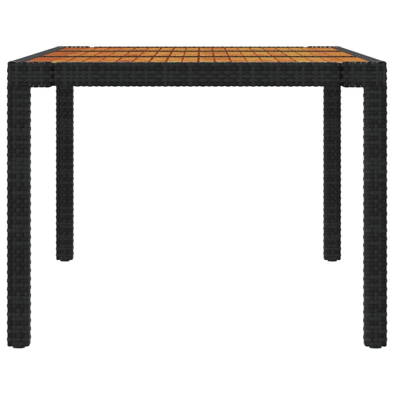 vidaXL fekete polyrattan és akácfa kerti asztal 190 x 90 x 75 cm