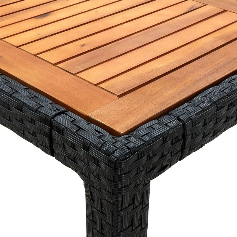 vidaXL fekete polyrattan és akácfa kerti asztal 190 x 90 x 75 cm