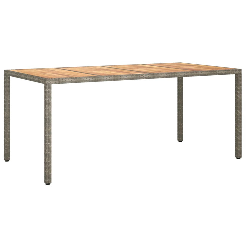 vidaXL szürke polyrattan és akácfa kerti asztal 190 x 90 x 75 cm