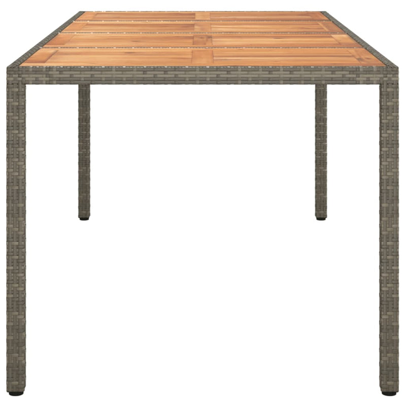 vidaXL szürke polyrattan és akácfa kerti asztal 190 x 90 x 75 cm