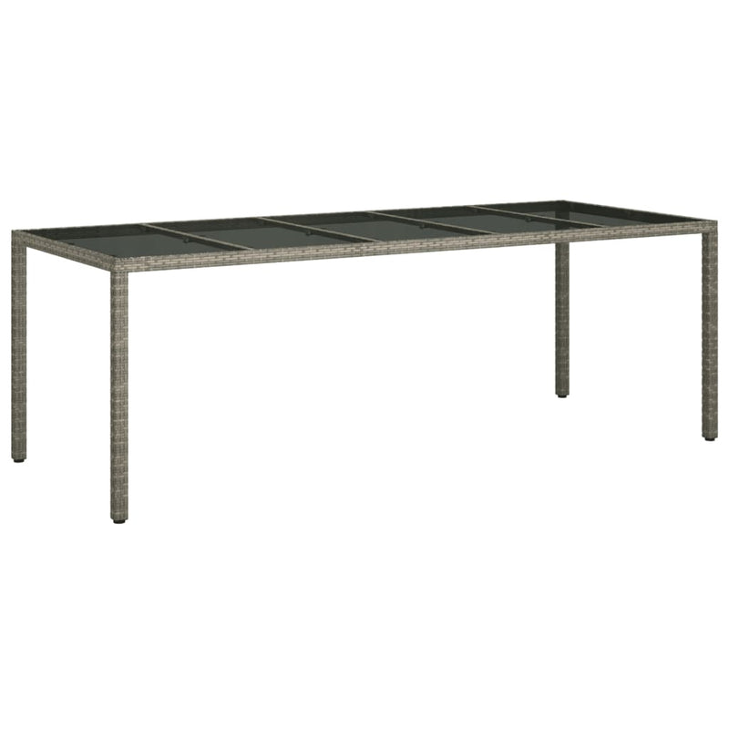 vidaXL szürke edzett üveg és polyrattan kerti asztal 250 x 100 x 75 cm