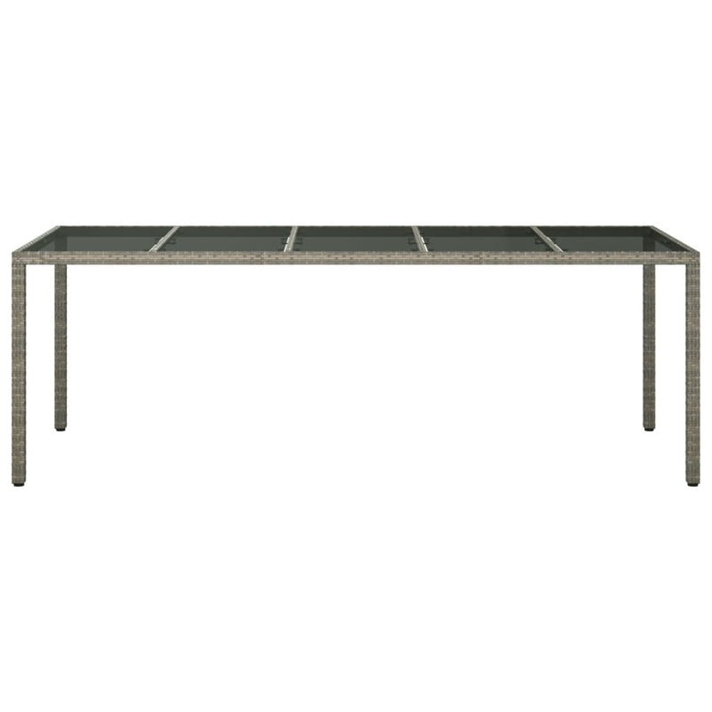 vidaXL szürke edzett üveg és polyrattan kerti asztal 250 x 100 x 75 cm