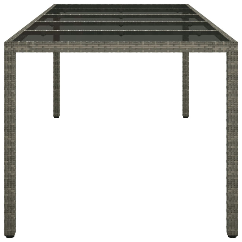 vidaXL szürke edzett üveg és polyrattan kerti asztal 250 x 100 x 75 cm