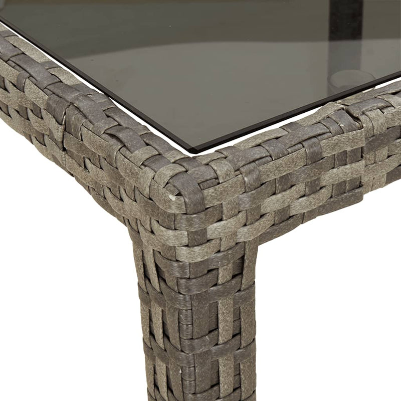 vidaXL szürke edzett üveg és polyrattan kerti asztal 250 x 100 x 75 cm