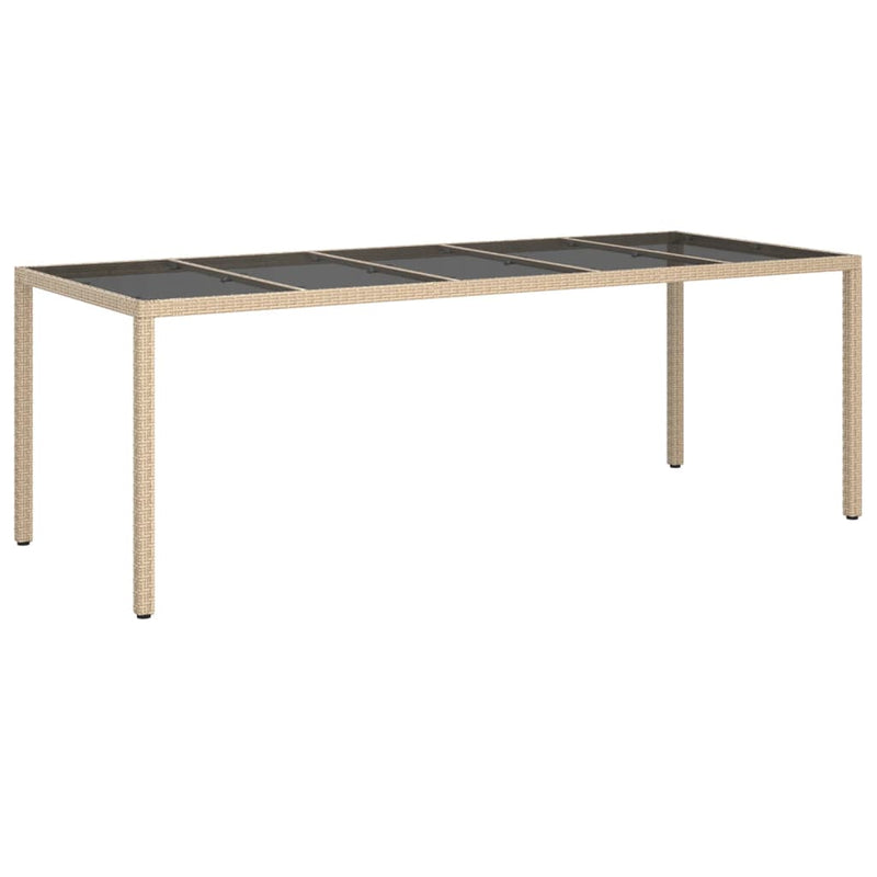 vidaXL bézs polyrattan és edzett üveg kerti asztal 250 x 100 x 75 cm