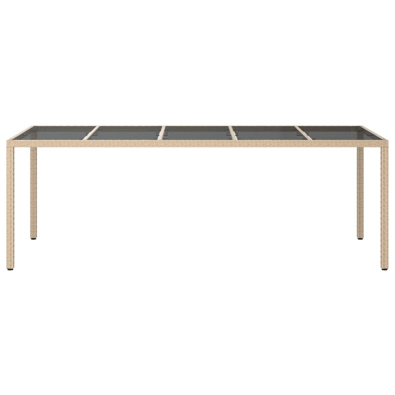 vidaXL bézs polyrattan és edzett üveg kerti asztal 250 x 100 x 75 cm
