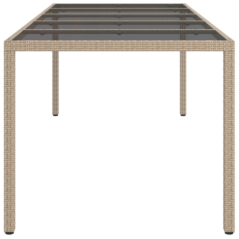 vidaXL bézs polyrattan és edzett üveg kerti asztal 250 x 100 x 75 cm