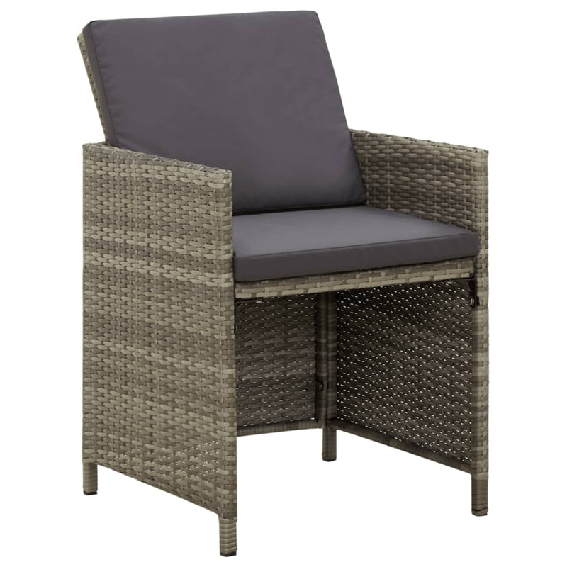 vidaXL 4 db szürke polyrattan kerti szék párnával