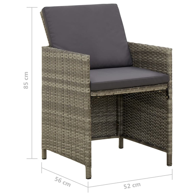 vidaXL 4 db szürke polyrattan kerti szék párnával