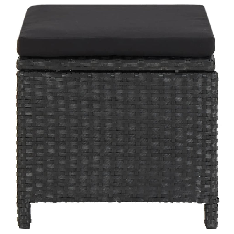 vidaXL 4 db fekete polyrattan kerti ülőke párnákkal