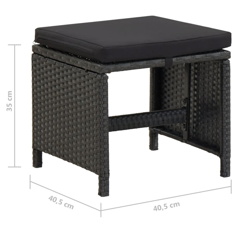 vidaXL 4 db fekete polyrattan kerti ülőke párnákkal