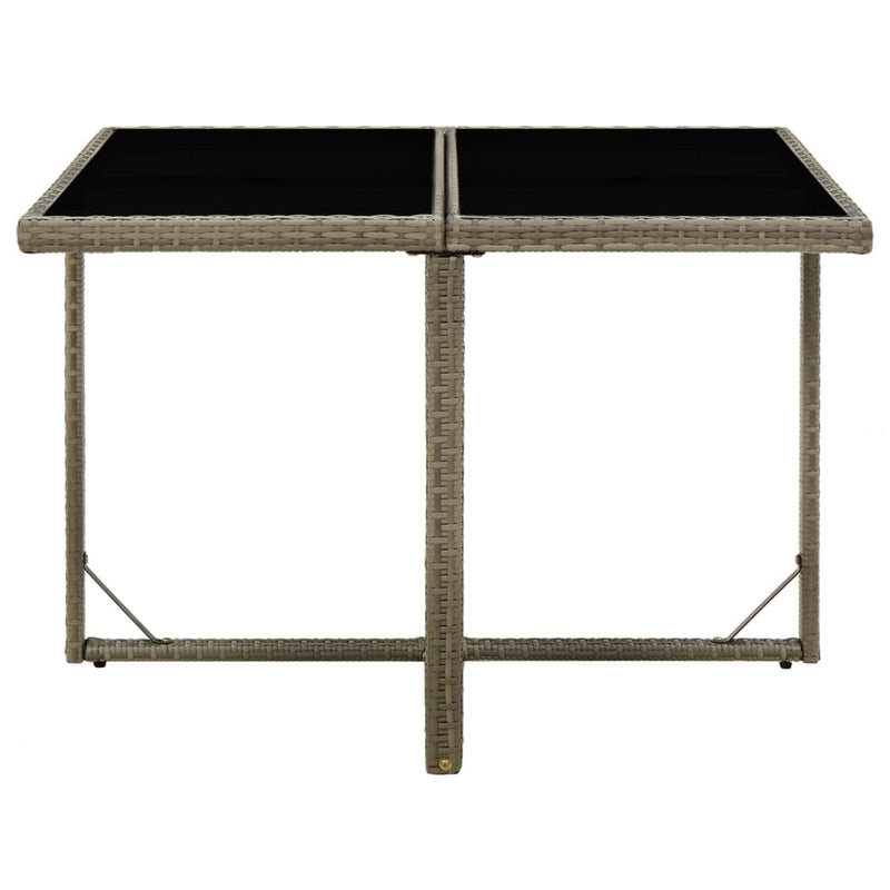 vidaXL szürke polyrattan és üveg kerti asztal 109 x 107 x 74 cm